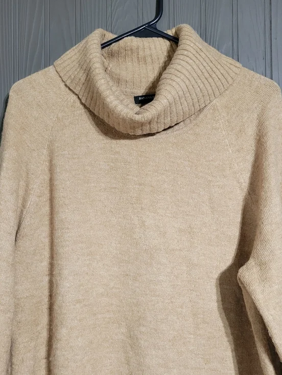 Banana Republic Turtleneck Knit Sweater Pullover Tan Brown Women's Large - Picture 3 of 7